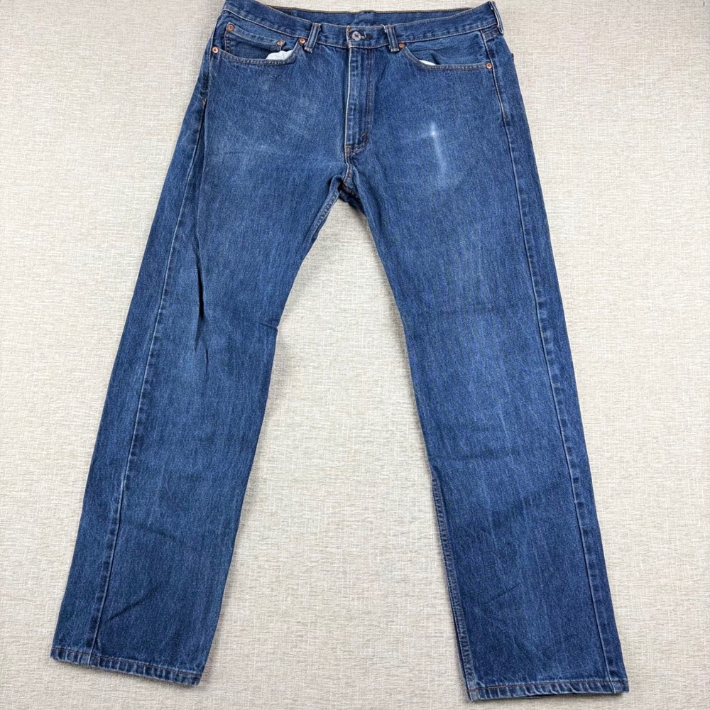 Levis 505 Mens 36x32 Light Distress Jeans Thigh Fade ** Vintage Style ** Denim